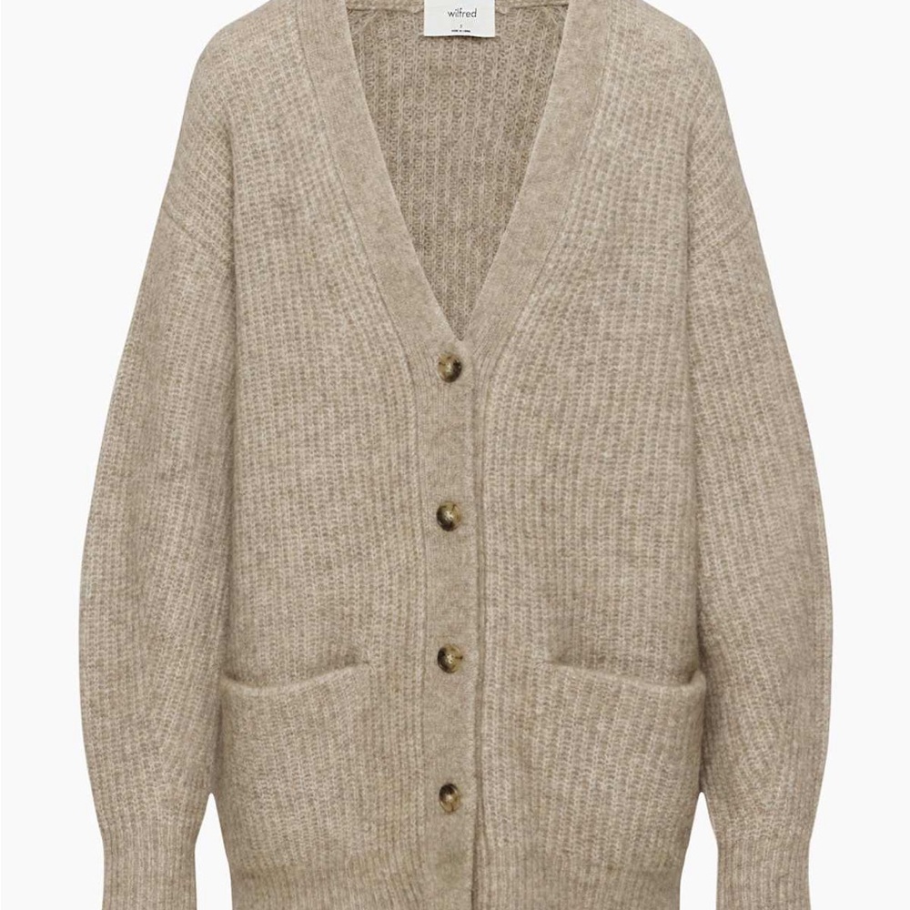 Aritzia Wilfred Taupe Cardigan Sweater Size Medium